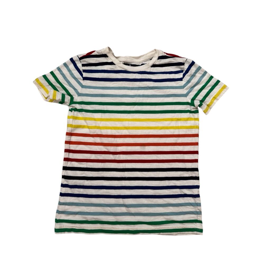 PRIMARY Rainbow White Stripe Short Sleeve Tee Size 10 Kids Cotton Pride Colorful